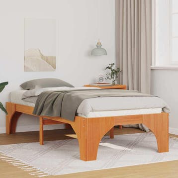 vidaXL Bedframe Bruin 75 x 190 cm Massief grenenhout, Verzenden