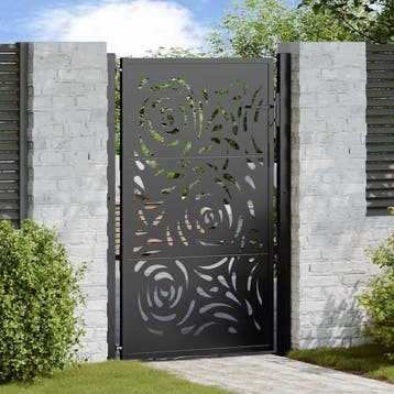 vidaXL Poort met vlamontwerp 100x150 cm staal zwart, Verzenden, Nieuw