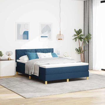 vidaXL Boxspring bed met kussen met hoofdeinde Blauw 160 x, Verzenden