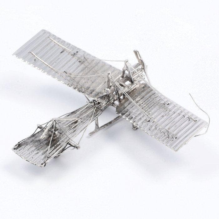 NO RP - La Niki - Miniatuur Fokker Spin - Beeldje - .925, Antiquités & Art, Antiquités | Argent & Or