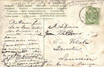 Reliëf - Kaarten met reliëf, o.a. met Kinderen, Bloemen,, Gelopen