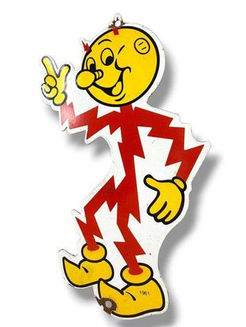 Reddy Kilowatt - Emaille plaat - Emaille, Antiek en Kunst
