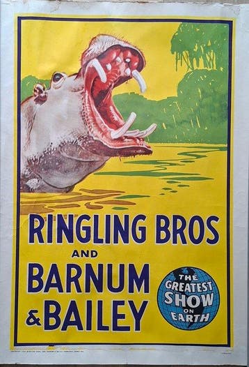 unknown - Rare Original Vintage Circus Poster – Ringling