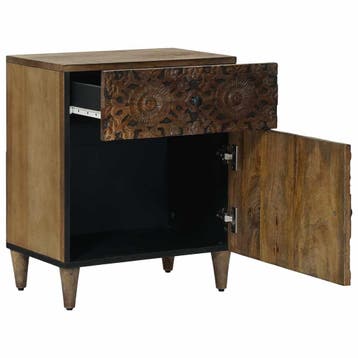 vidaXL Bedkast Bruin 50 x 33 x 60 cm Massief Mango Hout, Verzenden, Nieuw