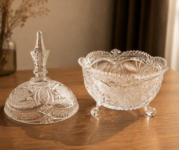 Koektrommel - Kristal - Bonbonnière uit 1950 vintage, Antiquités & Art