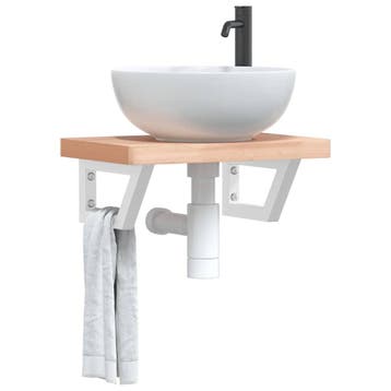 vidaXL Badkamer wandschap staal en massief beukenhout, Verzenden, Nieuw