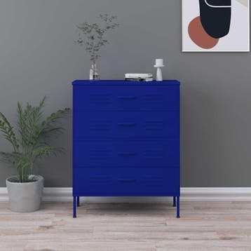vidaXL Ladekast 80x35x101,5 cm staal marineblauw, Verzenden, Nieuw