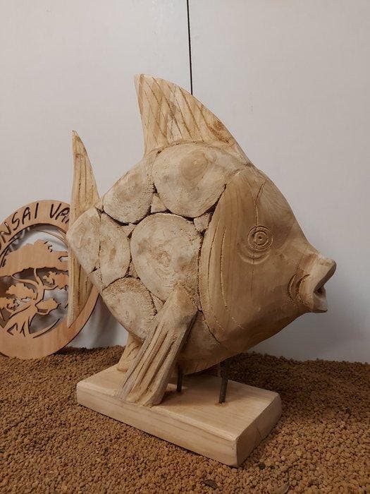Beeld, Vis xl in teak - 54 cm - Teak, Antiek en Kunst, Curiosa en Brocante
