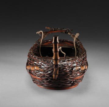 bootvormige ikebana-bloemenmand - Bamboe - Japan - Taish