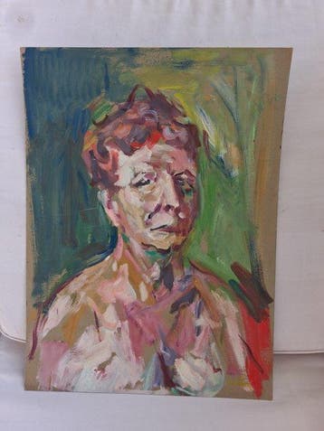 Hans Pilhs (1903-1986) - Portrait, doppelseitig bemalt, Antiek en Kunst