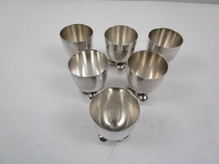 Eierdopje - WMF / 6 eierbekers / Bauhaus - Fritz August, Antiquités & Art, Art | Objets design