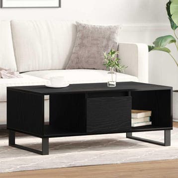 vidaXL Salontafel Zwart Eiken 90 x 50 x 36.5 cm Bewerkt hout, Huis en Inrichting, Tafels | Salontafels, Verzenden, Nieuw