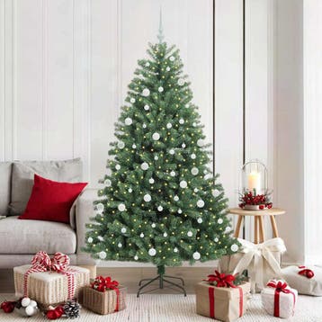vidaXL Kunstmatige Hinged Kerstboom Groen 180 cm PVC en, Verzenden, Nieuw