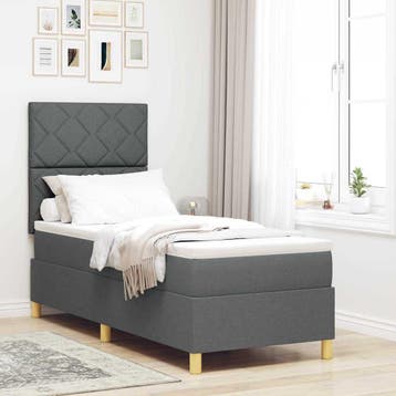 vidaXL LED Box Spring Bed met hoofdeinde Donkergrijs 80 x, Verzenden
