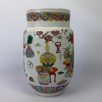 Grand vase en famille rose de la dynastie Qing tardive,