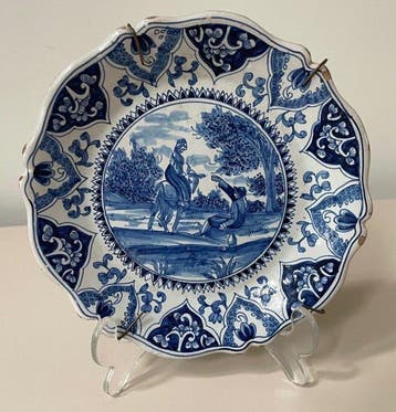Assiette murale - Faïence, faïence - assiette bleue de Delft