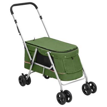 vidaXL Hondenwagen inklapbaar 100x49x96 cm linnenstof groen, Verzenden