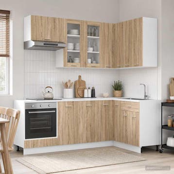 vidaXL Keuken Eenheid LYON 8 pcs Sonoma Eiken Bewerkt hout, Huis en Inrichting, Verzenden, Nieuw