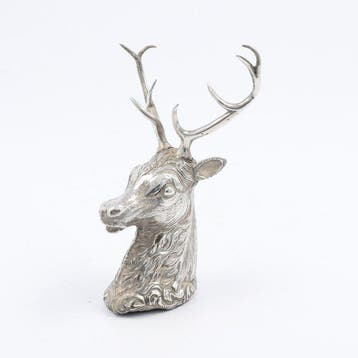 Nederland ca. 1875 - Hertenkopje - Beeldje - .833 zilver, Antiek en Kunst
