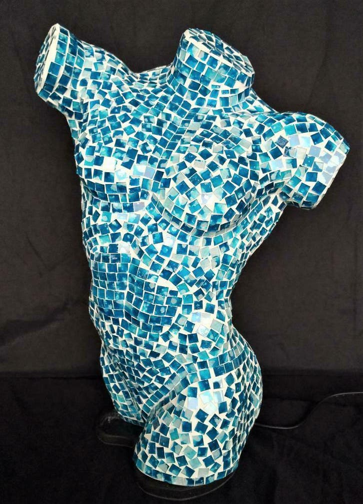 Sfeerlampen Mannelijke torso mozaiekglas, handgemaakt,Bali, Maison & Meubles, Lampes | Lampes de table, Enlèvement ou Envoi