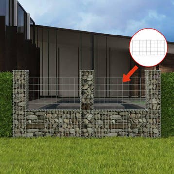 vidaXL Gabion mand U-vormig 240x20x100 cm staal, Verzenden, Nieuw
