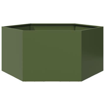 vidaXL Plantenbak zeshoek 104x90x45 cm staal olijfgroen, Verzenden, Nieuw