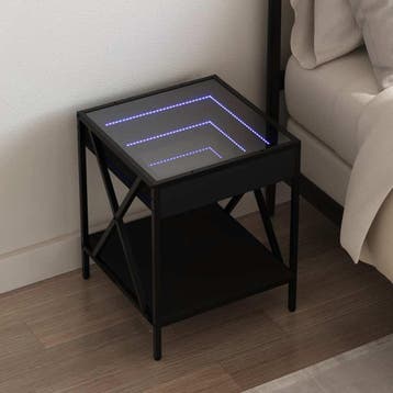 vidaXL Nachtkastje met Infinity LED 40x40x49 cm zwart, Verzenden, Nieuw