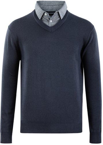 2dekans | Milanoro - Herenpullover met overhemdkraag - Navy, Ophalen of Verzenden