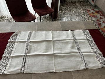 Asciugamano antico in lino fatto al telaio primo 900’ -, Antiek en Kunst