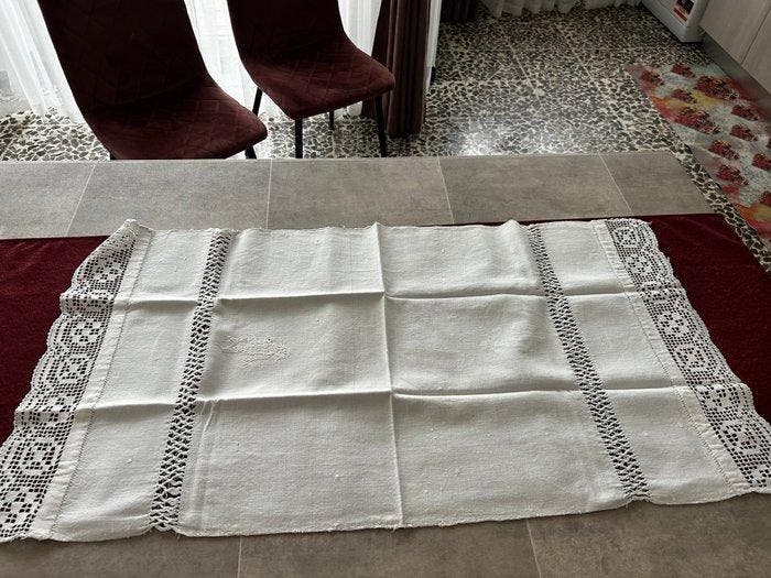 Asciugamano antico in lino fatto al telaio primo 900’ -, Antiek en Kunst, Antiek | Tapijten, Tafelkleden en Textiel