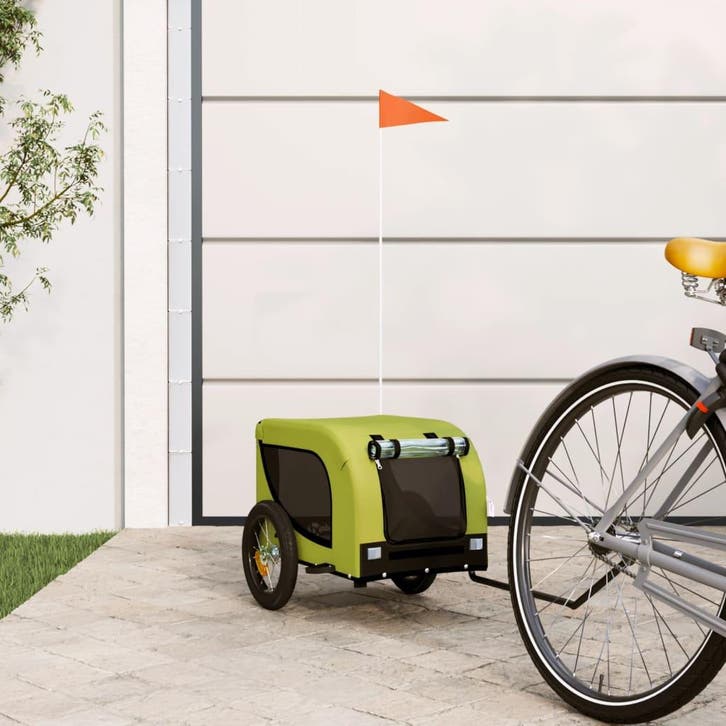 vidaXL Hondenfietstrailer oxford stof en ijzer groen en, Dieren en Toebehoren, Overige Dieren-accessoires, Nieuw, Verzenden