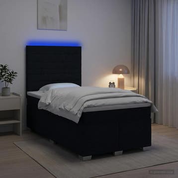vidaXL Boxspringbed met matras met hoofdeinde Zwart 120 x, Verzenden