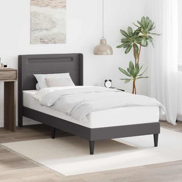 vidaXL Bedframe met LED-stripverlichting Grijs 90 x 200 cm, Verzenden, Nieuw