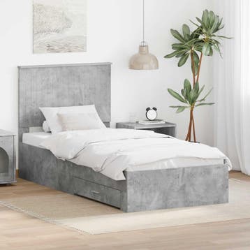 vidaXL Bedframe met lade Beton Grijs 90 x 200 cm Bewerkt, Verzenden