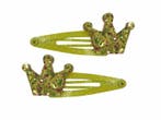 Haarspeld Klikklak 5cm - Glitter - Kroon - Geel - Set van 2, Nieuw