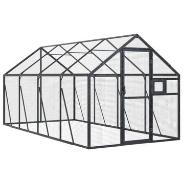 vidaXL Volière 1,79x4x1,85 m aluminium antracietkleurig, Verzenden, Nieuw