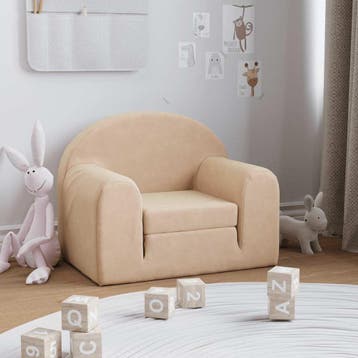 vidaXL Kinderslaapbank zacht pluche crèmekleurig, Verzenden, Nieuw
