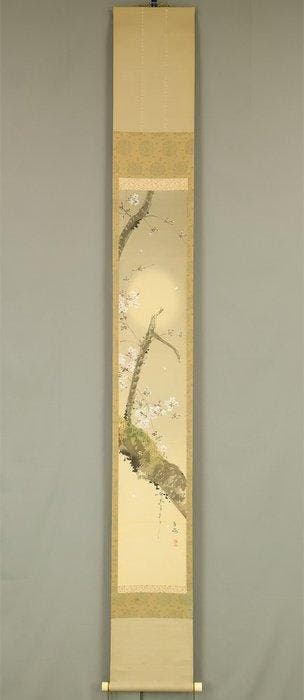 Weeping Cherry Blossoms and Hazy Moon with Original Box