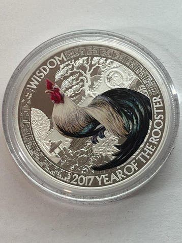 Tuvalu. 1 Dollar 2017 Good Fortune - Lunar Rooster 2 coin