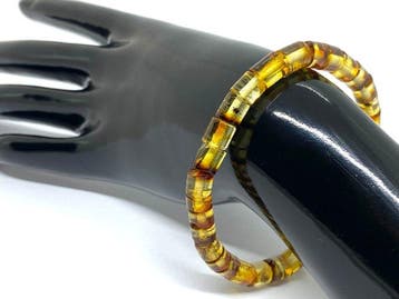 Baltische Amber Cilinder Armband – Zeldzaam Meertoon