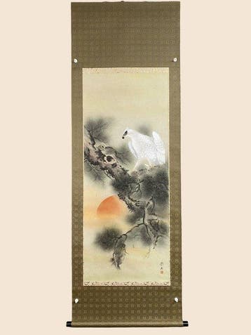 Rouleau suspendu japonais — Aigle blanc - Soie - Murayama