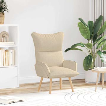 vidaXL Fauteuil Crème 69 x 74 x 93 cm Stof en multiplex, Verzenden, Nieuw