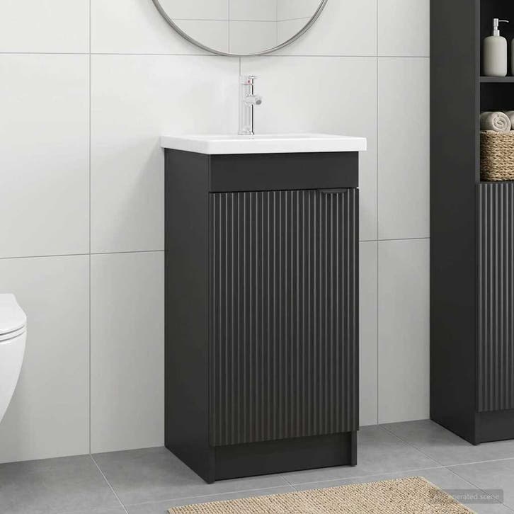 vidaXL Badkamer Vanity met Wastafel Zwart 42 x 40 x 84,5 cm, Maison & Meubles, Tables | Coiffeuses, Envoi