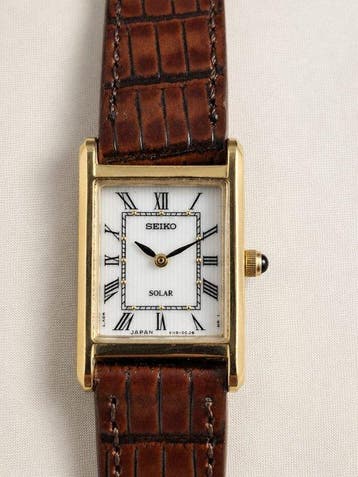 Seiko - Solar - Ref.V115-0BD0 - Tank Style Case - Roman, Handtassen en Accessoires, Horloges | Antiek