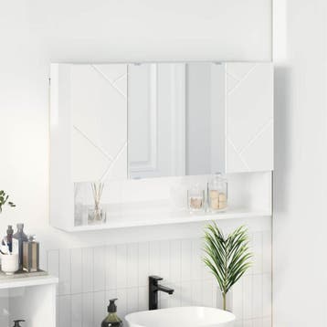 vidaXL Spiegelkast Hoogglans wit 80 x 17 x 55 cm Bewerkt, Verzenden, Nieuw