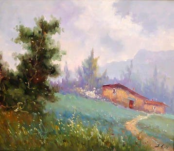 Joan Coll (1940) - Paisaje del pirineo - NO RESERVE