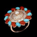 Sans prix de réserve - Bague Argent Turquoise - Corail -, Bijoux, Sacs & Beauté