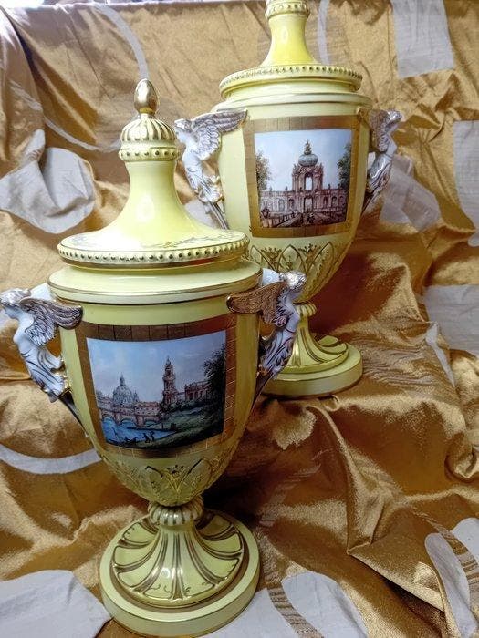 dresden - dekselvaas (2) - Porselein, Antiquités & Art, Antiquités | Verre & Cristal