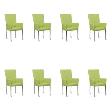 Set van 8 Leren eetkamerstoelen Deal met armleuning -, Ophalen of Verzenden, Nieuw, Leer, Eén