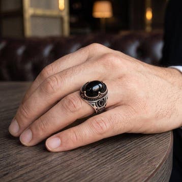 Sans prix de réserve - Bague Argent Onyx - Bague pour homme, Bijoux, Sacs & Beauté, Bagues